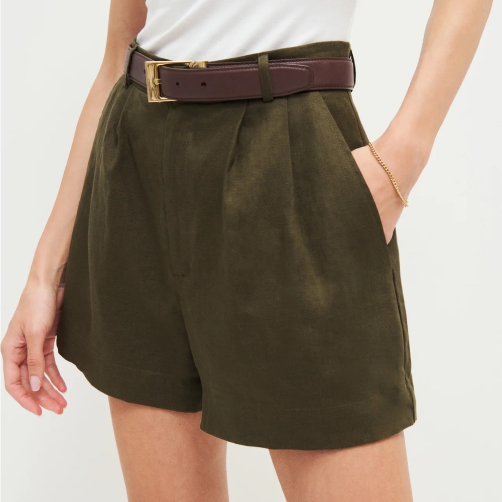 Reformation Linen Mason Shorts Size 2 NWT olive green